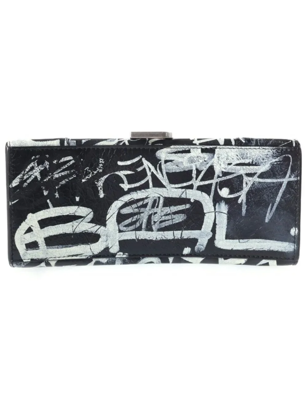 Balenciaga Hourglass Graffiti Small 2-Way Shoulder Bag Black Leather